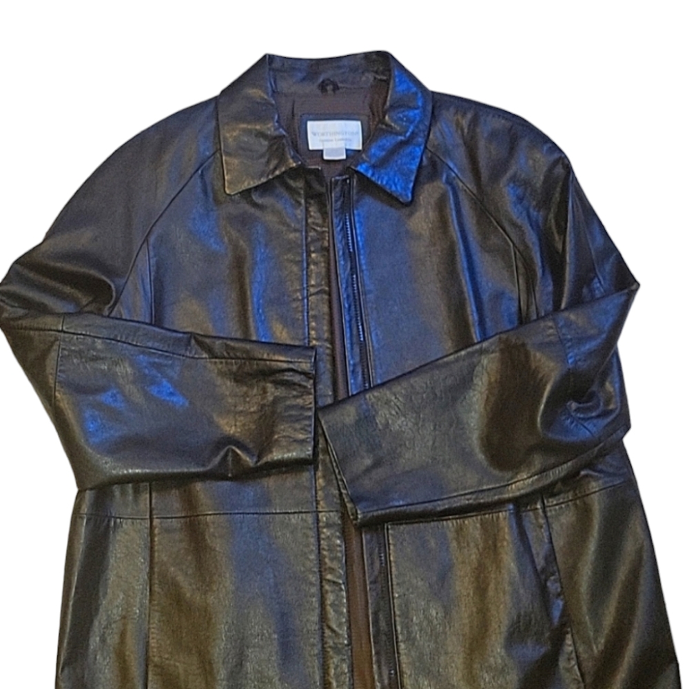 Worthington Classic biker style Lambskin Leather jacket Large